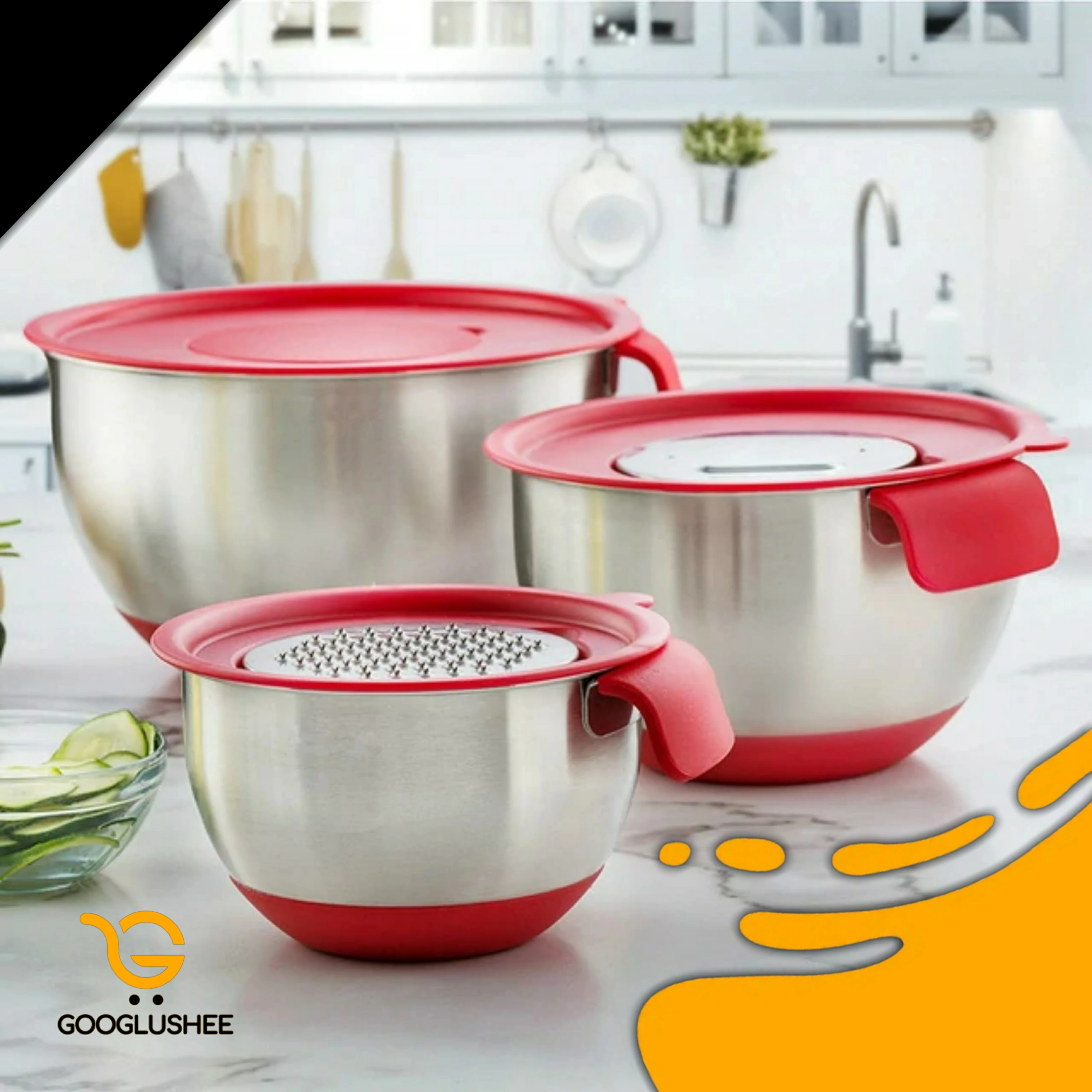 9pcs Stainless Steel Mixing Bowls - Save #1056 Rs Until 24hrs ⭐⭐⭐⭐⭐
