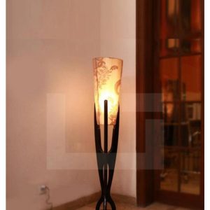 Wooden Industrial Modern Floor Lamp Standing 55" Tall Linen Cone Shade for Living Room Reading House Bedroom Home Office